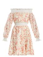 Giambattista Valli Petal-print Silk-chiffon Off-the-shoulder Dress