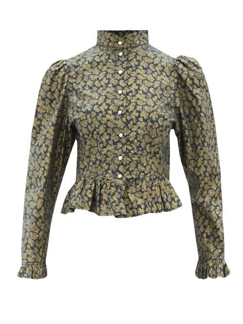 Batsheva - Grace Paisley-print Cotton-poplin Blouse - Womens - Black Multi