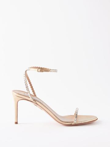 Aquazzura - Mini-tequila Crystal Metallic-leather Sandals - Womens - Gold