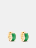 Bottega Veneta - Bolt Enamelled 18kt Gold-plated Hoop Earrings - Womens - Green Gold