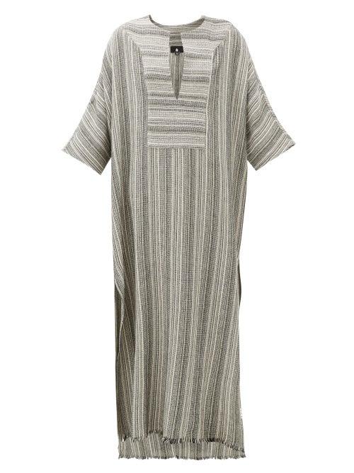 Matchesfashion.com Su Paris - Lia Striped Cotton Kaftan - Womens - Grey Stripe