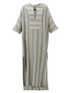 Matchesfashion.com Su Paris - Lia Striped Cotton Kaftan - Womens - Grey Stripe
