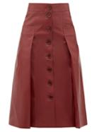 Matchesfashion.com Dodo Bar Or - Galina Button Through Leather Skirt - Womens - Burgundy