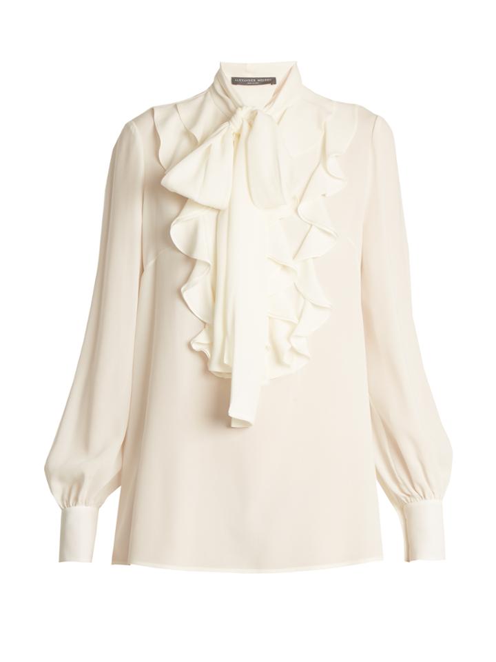 Alexander Mcqueen Ruffled-panel Silk Blouse