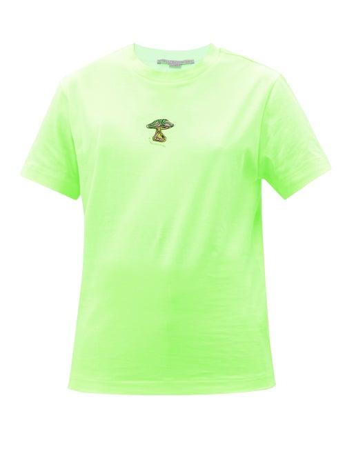 Stella Mccartney - Mushroom-embroidered Cotton-jersey T-shirt - Womens - Yellow