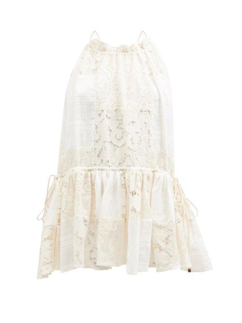 Zimmermann - Andie Halterneck Lace Top - Womens - Ivory