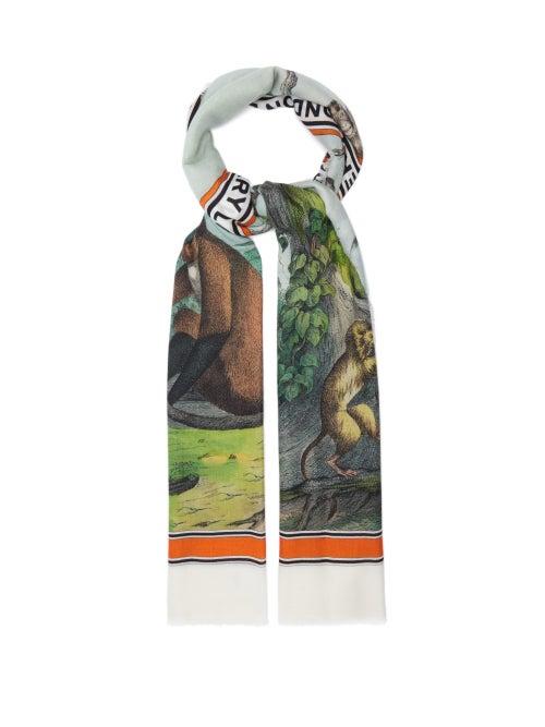 Matchesfashion.com Burberry - Monkey-print Cashmere Scarf - Womens - Multi