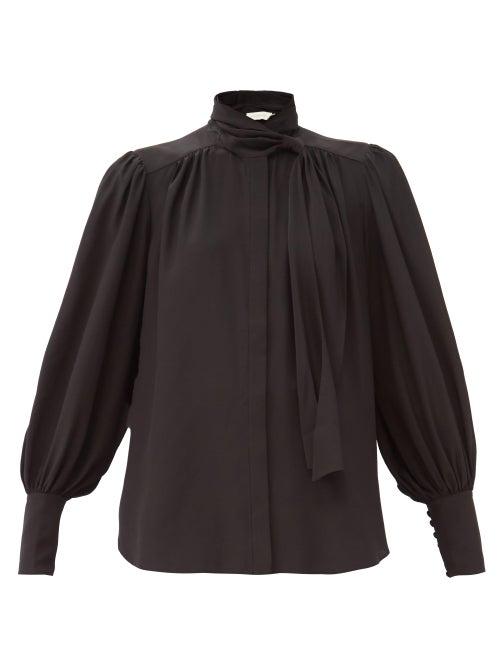 Matchesfashion.com Zimmermann - Pussy-bow Silk Blouse - Womens - Black