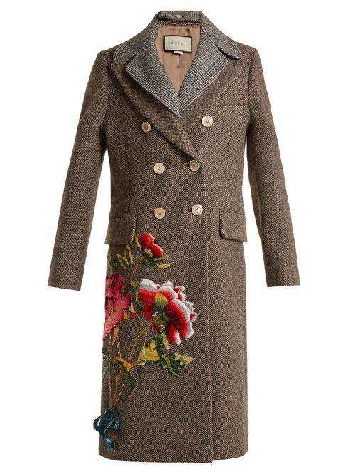 Matchesfashion.com Gucci - Sequin Embellished Double Breasted Wool Coat - Womens - Grey Multi