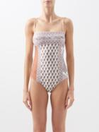 Boteh - Calico Panayiota-print Swimsuit - Womens - Light Brown Multi