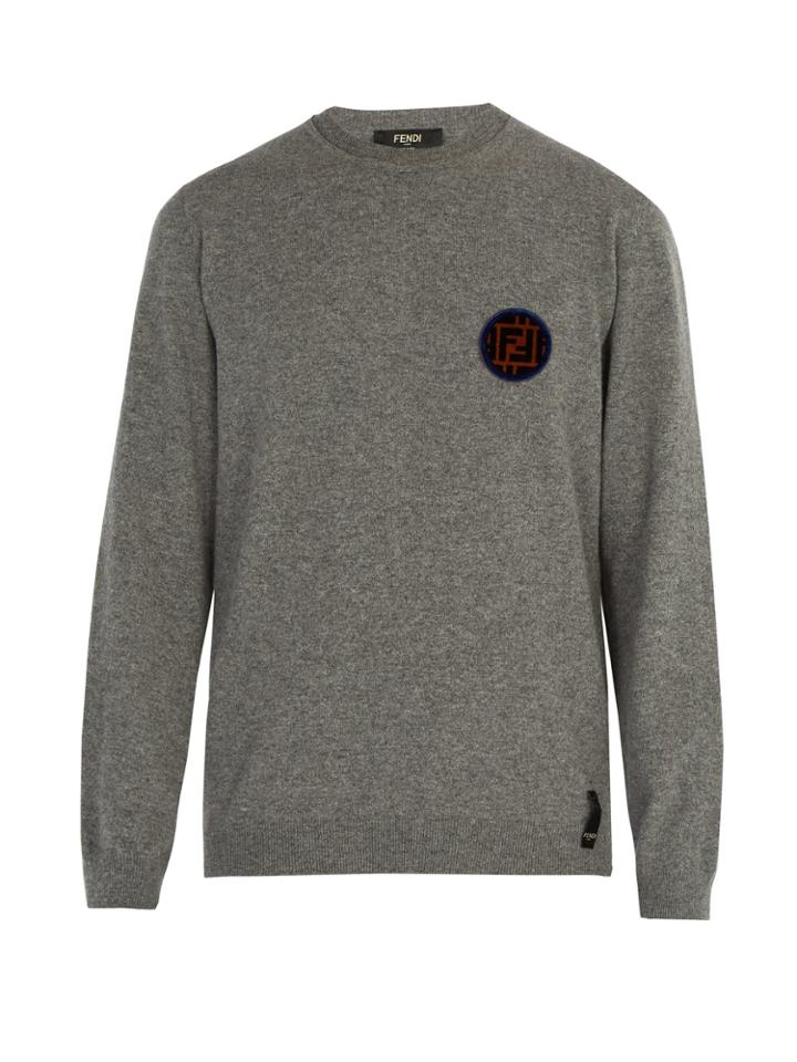 Fendi Ff-patch Crew-neck Cashmere Sweater