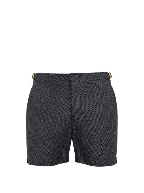 Matchesfashion.com Orlebar Brown - Bulldog Honeycomb Patterned Swim Shorts - Mens - Black