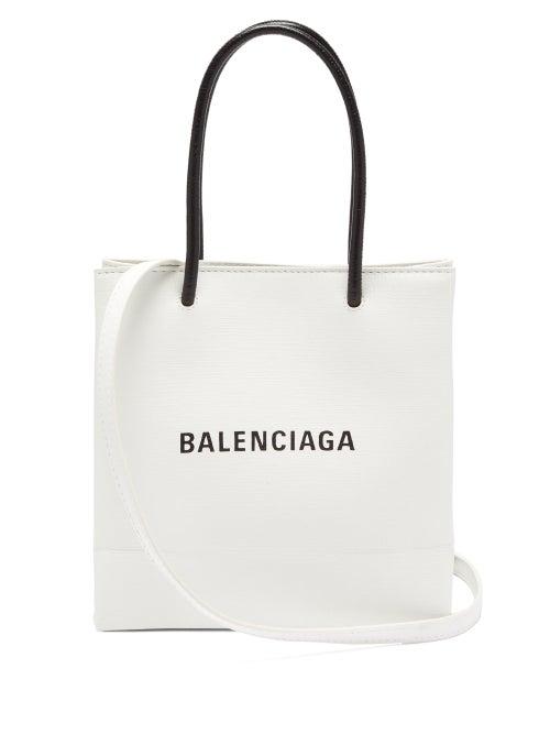 Matchesfashion.com Balenciaga - Shopping Small Textured-leather Cross-body Bag - Womens - White