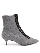 Matchesfashion.com Tabitha Simmons - Quin Houndstooth Wool Ankle Boots - Womens - Black White