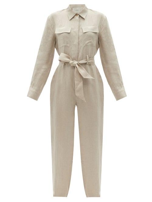 Matchesfashion.com Asceno - Antwerp Linen Jumpsuit - Womens - Beige
