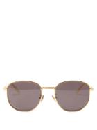 Bottega Veneta - Oversized Round Metal Sunglasses - Womens - Gold Grey