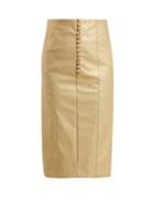 Matchesfashion.com Hillier Bartley - Metallic Buttoned Faux Leather Pencil Skirt - Womens - Gold