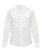 Matchesfashion.com Bourrienne Paris X - Nocturne Stand-collar Bib Linen Shirt - Mens - White