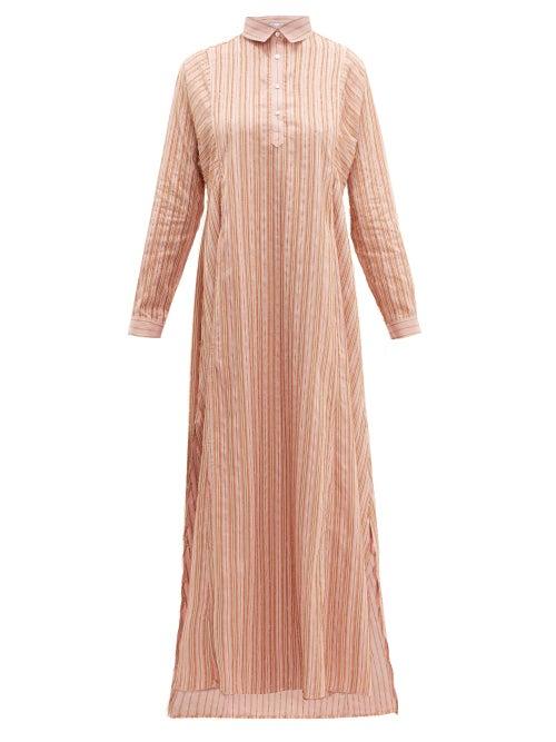 Matchesfashion.com Thierry Colson - Tiziana Striped Fil Coup Dress - Womens - Pink