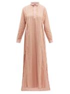 Matchesfashion.com Thierry Colson - Tiziana Striped Fil Coup Dress - Womens - Pink