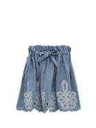 Matchesfashion.com Innika Choo - Min Easkurt Scalloped Striped Cotton Skirt - Womens - Blue Stripe