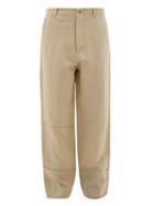 Matchesfashion.com Rochas - Embroidered Raw-edge Panelled-twill Trousers - Mens - Brown