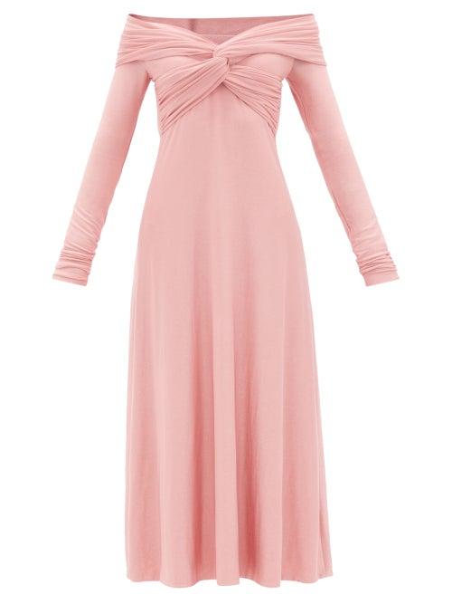 Khaite - Cerna Cross-front Crepe Midi Dress - Womens - Pink