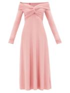 Khaite - Cerna Cross-front Crepe Midi Dress - Womens - Pink