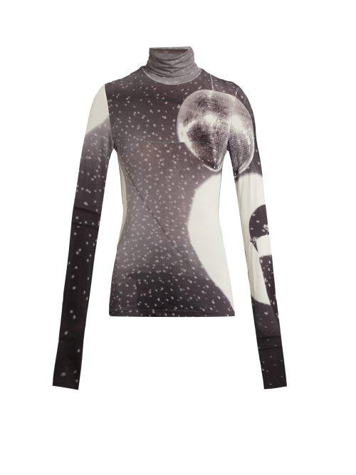 Matchesfashion.com Mm6 Maison Margiela - Moon Printed Stretch Jersey Top - Womens - Grey Multi