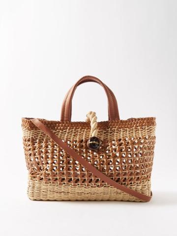Serena Uziyel - Delphine Large Raffia And Leather Tote Bag - Womens - Tan