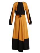 Matchesfashion.com Proenza Schouler - Panelled Tie Waist Crepe Dress - Womens - Orange Multi