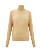 Matchesfashion.com The Row - Andrett Fluted-cuff Cashmere Roll-neck Sweater - Womens - Camel