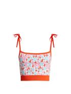 Matchesfashion.com Joostricot - Floral Intarsia Knit Stretch Jersey Cami Top - Womens - Pink Multi