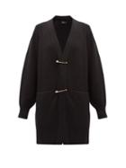 Matchesfashion.com Versace - Safety Pin Ribbed-knit Wool Cardigan - Womens - Black