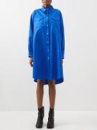 Az Factory - Patch-pocket Cotton-twill Shirt Dress - Womens - Blue