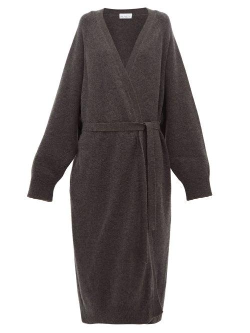 Matchesfashion.com Raey - Long Line Belted Cashmere Grandad Cardigan - Womens - Charcoal