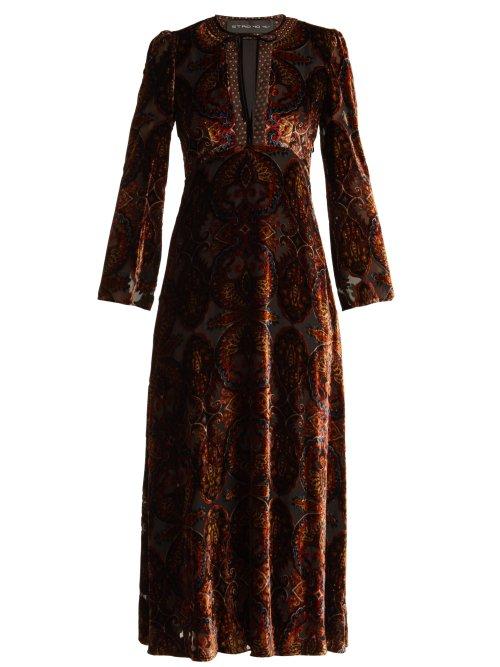 Matchesfashion.com Etro - Rosolite Paisley Devor Velvet Dress - Womens - Black Multi