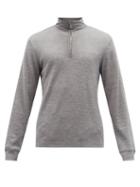 Orlebar Brown - Neilson Zip-neck Merino Wool-blend Sweater - Mens - Grey