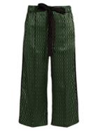 Fendi Geometric-print Silk-satin Cropped Trousers