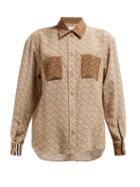 Matchesfashion.com Burberry - Monogram Print Silk Georgette Blouse - Womens - Beige Multi