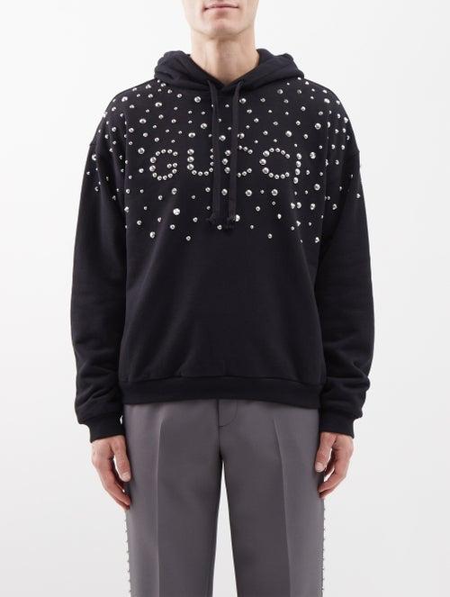 Gucci - Studded Cotton-jersey Hoodie - Mens - Black Multi