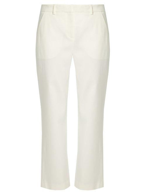 Matchesfashion.com Adam Lippes - Cropped Stretch Cady Tuxedo Trousers - Womens - Ivory