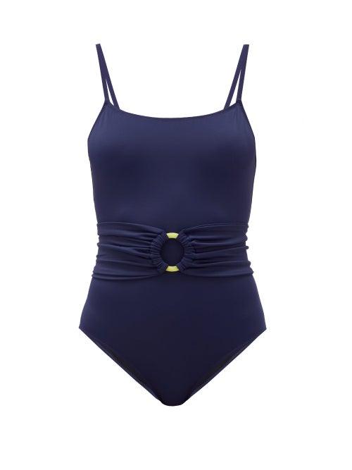 Matchesfashion.com Solid & Striped - The Nina Belted Swimsuit - Womens - Navy