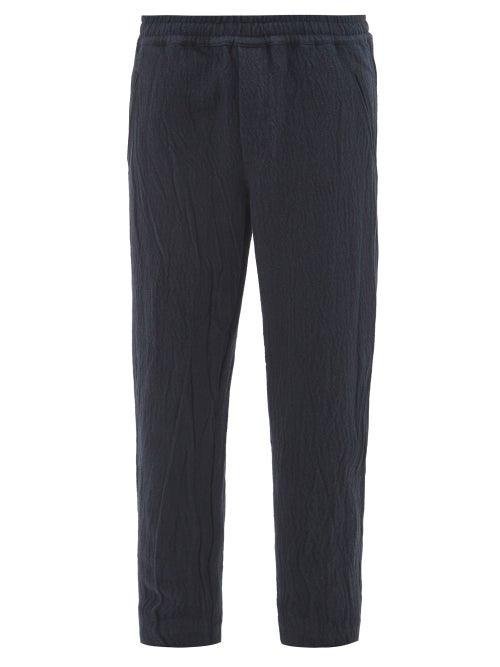 Folk - Assembly Garment-dyed Cotton-blend Trousers - Mens - Navy