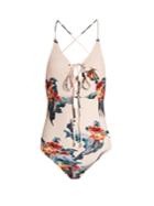 Katie Eary Fish-print Lace-up Swimsuit