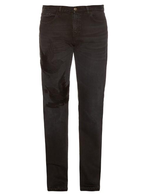 Gucci Hummingbird-appliqu Straight-leg Jeans