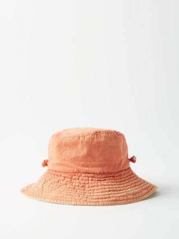 Maison Michel - Charlotte Reversible Cotton Bucket Hat - Womens - Coral White