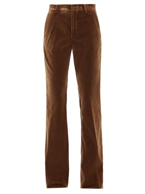 Ladies Rtw Etro - Oakland Cotton-blend Velvet Flared Trousers - Womens - Brown