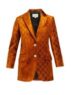 Matchesfashion.com Gucci - Embroidered Velvet Blazer - Womens - Brown