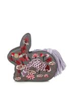 Hillier Bartley Bunny Embroidered Leather Clutch